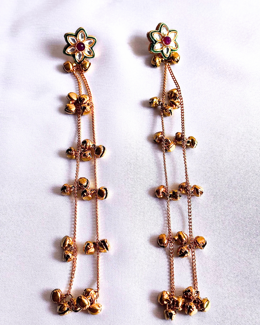 Kusum Kundan Chain Earrings
