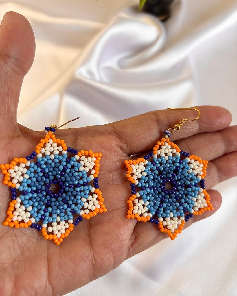 Indigo Folk Star Earrings