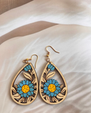 Blue Daisy Teardrop Earrings