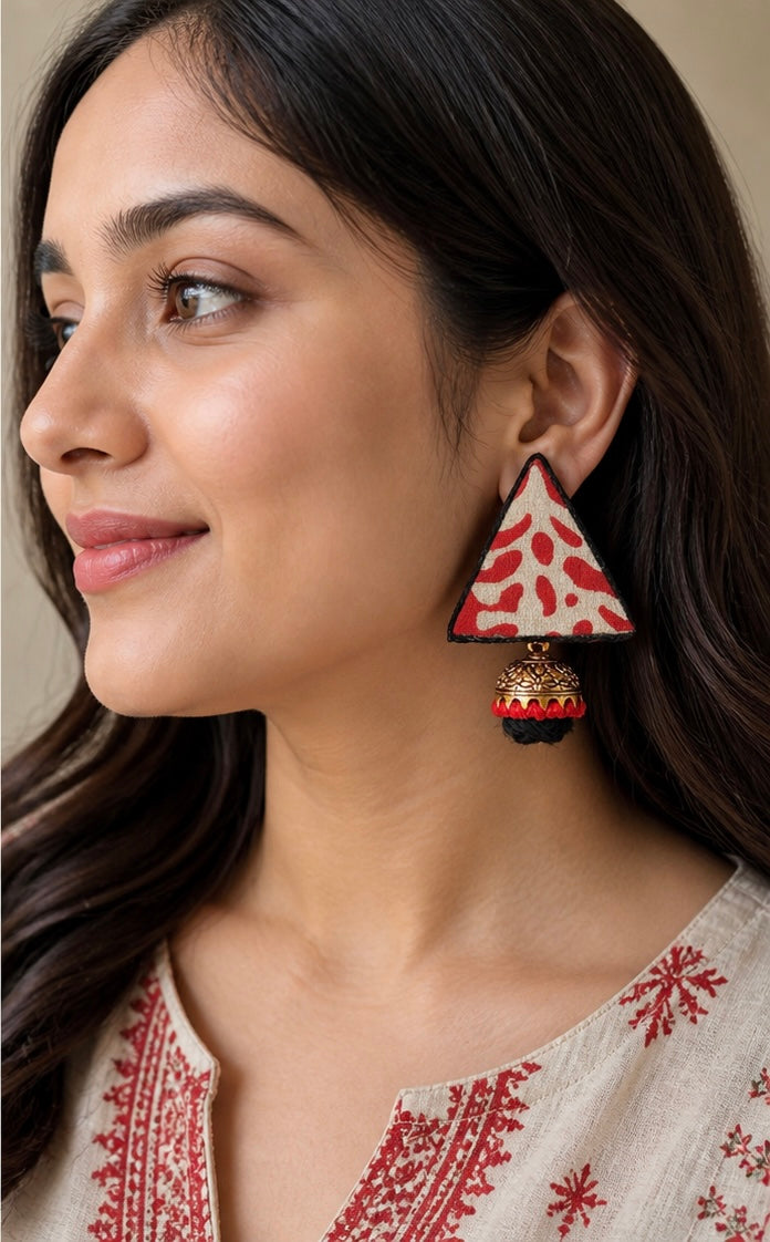 Red Triangle Earrings