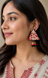 Red Triangle Earrings