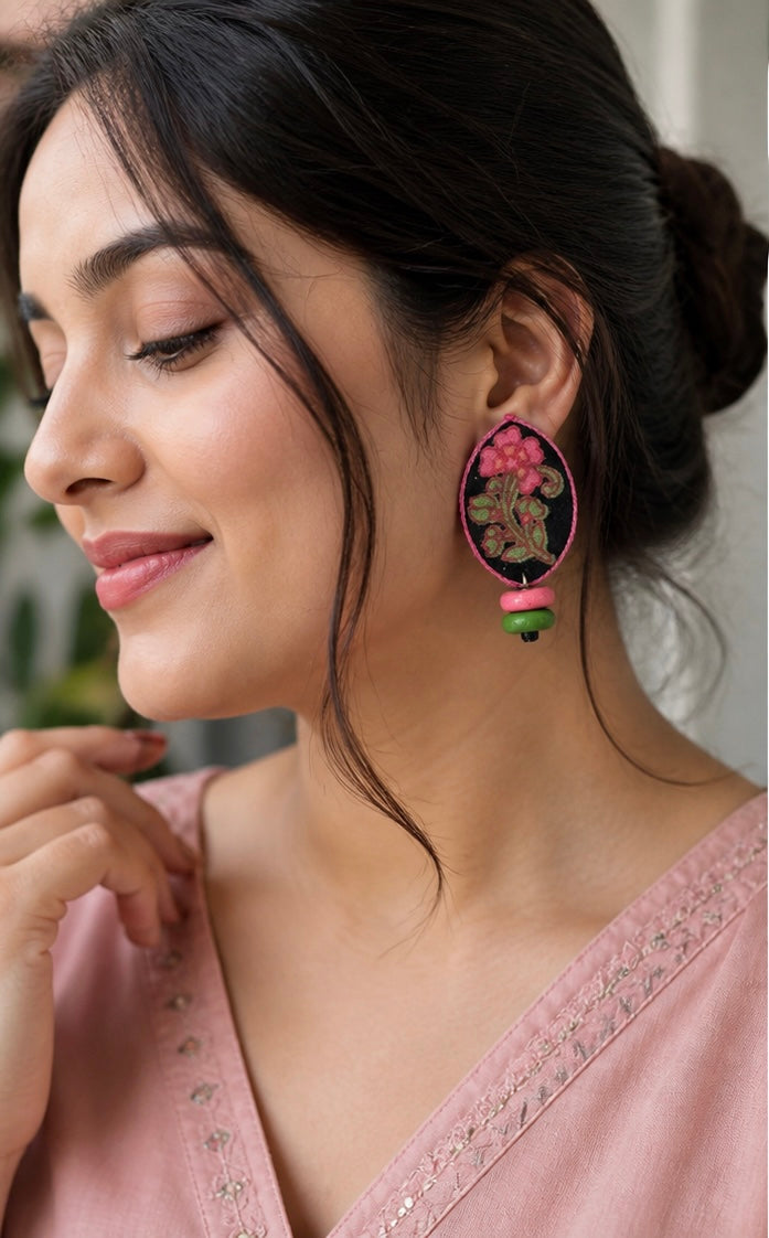 Black and Pink Earrings