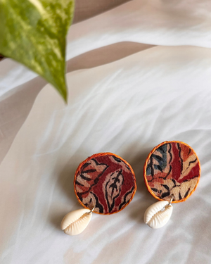 Aaranya Cowrie Fabric Studs