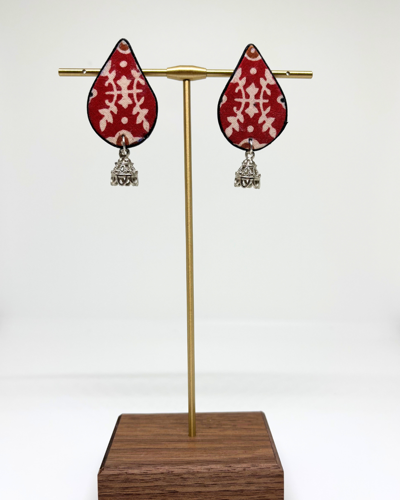 Fabric earrings with small Jhumka