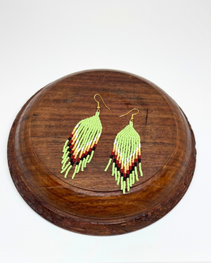Light Green Fringe Seedbead Earrings