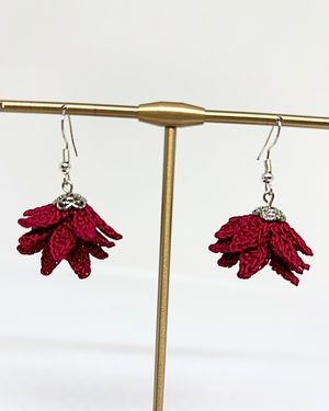 Maroon Crochet Earrings
