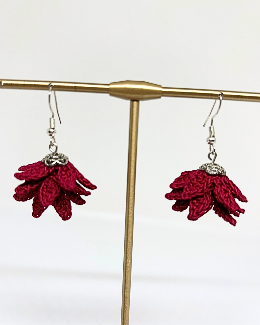 Maroon Crochet Earrings