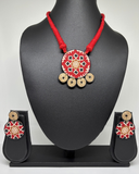 Maroon Printed Fabric Necklace