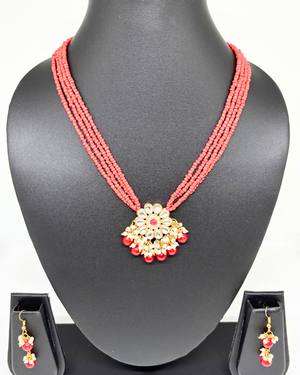 Red Flower Pendant Necklace