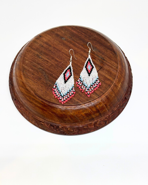 White Diamond Seedbead Earrings