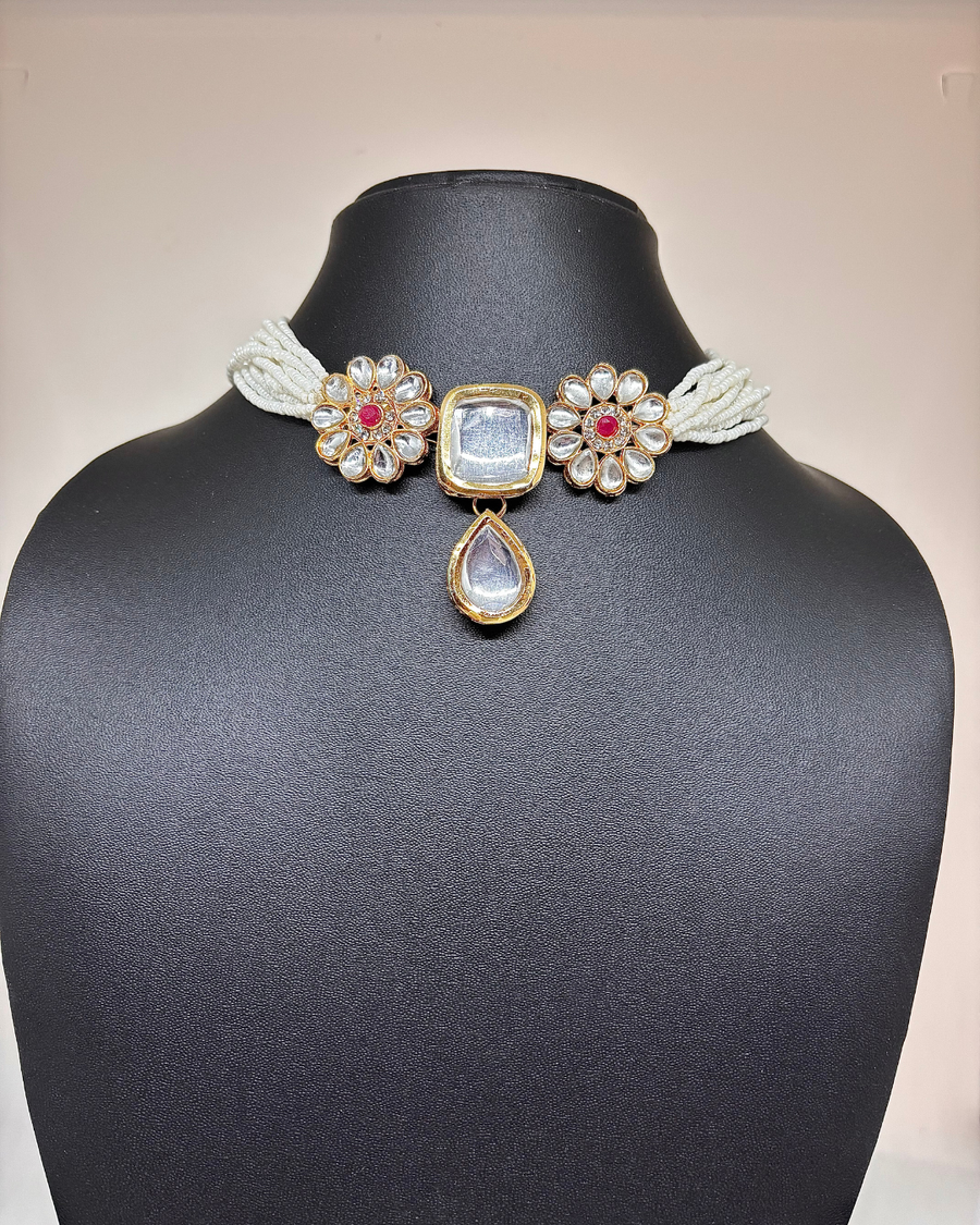 White Kundan Necklace