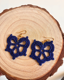 Navy Blue Crochet Earrings
