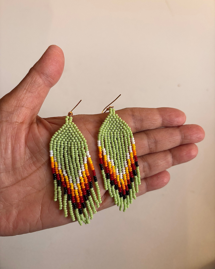Pistachio Flame Fringe Earrings