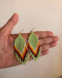 Pistachio Flame Fringe Earrings