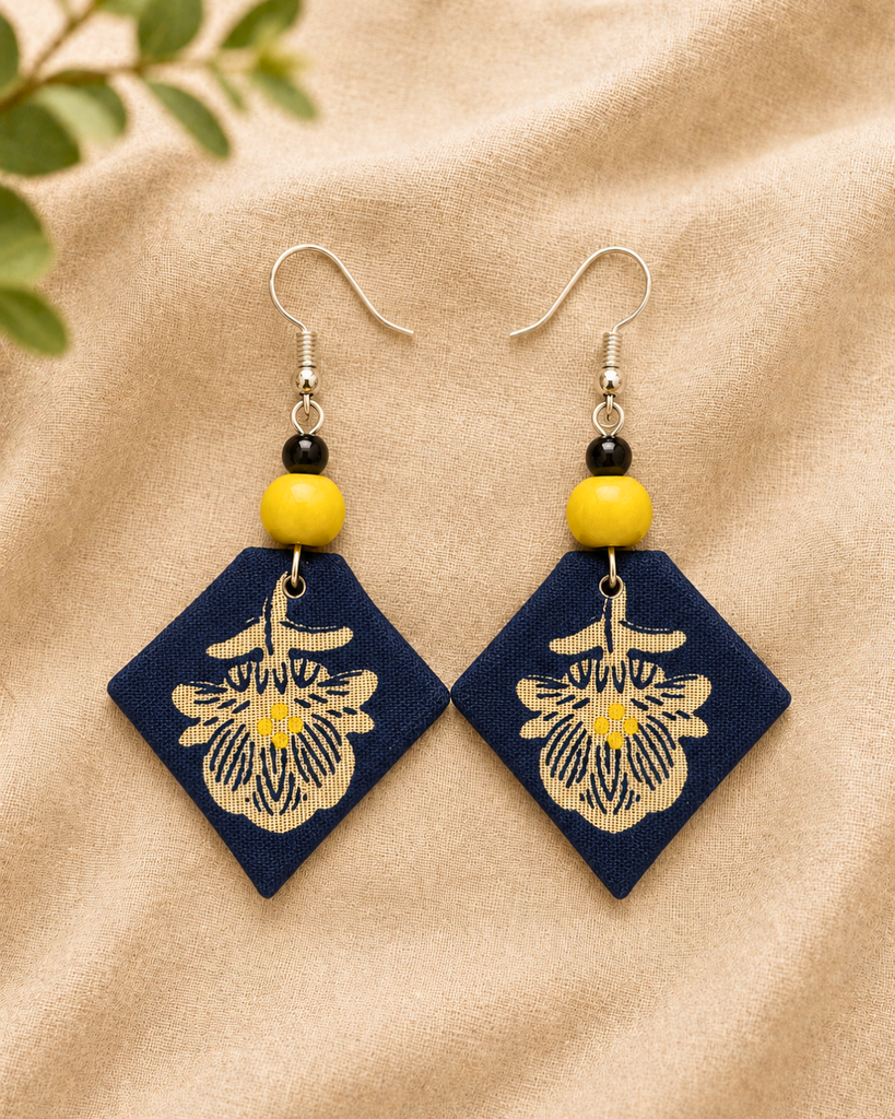 Midnight Bloom Fabric Earrings