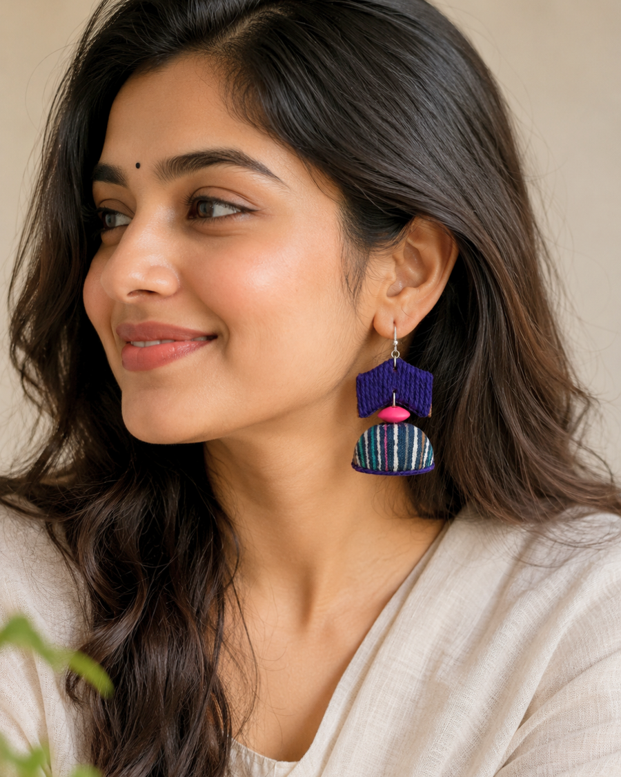 Boho Jhumki Stripe Earrings