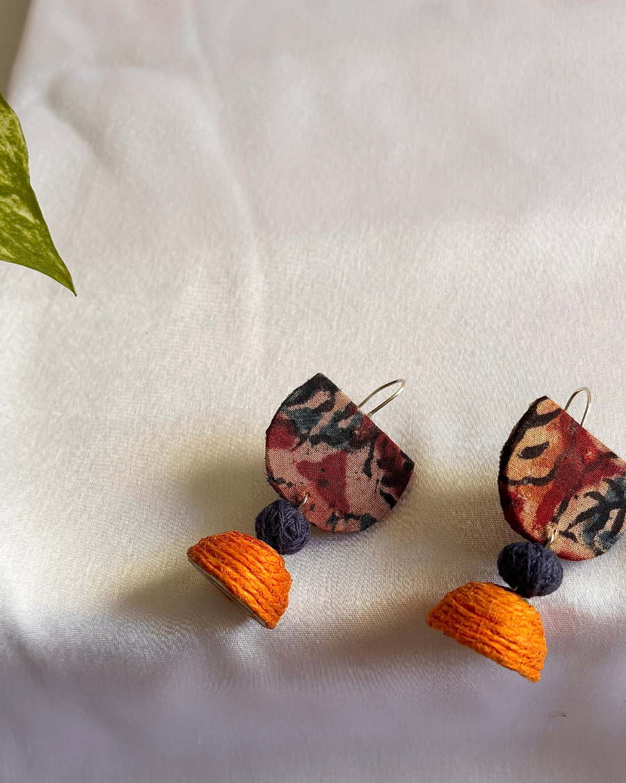 Boho Jhumki Fabric Earrings