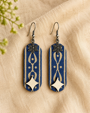 Indigo Star Fabric Earrings