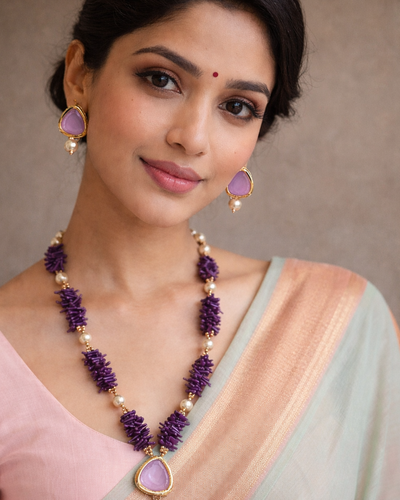 Purple Bamboo Coral Necklace