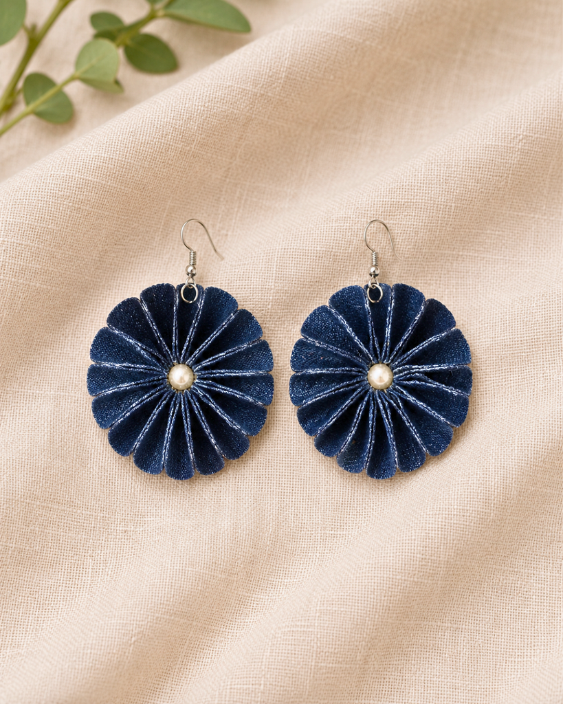 Midnight Bloom Denim Earring