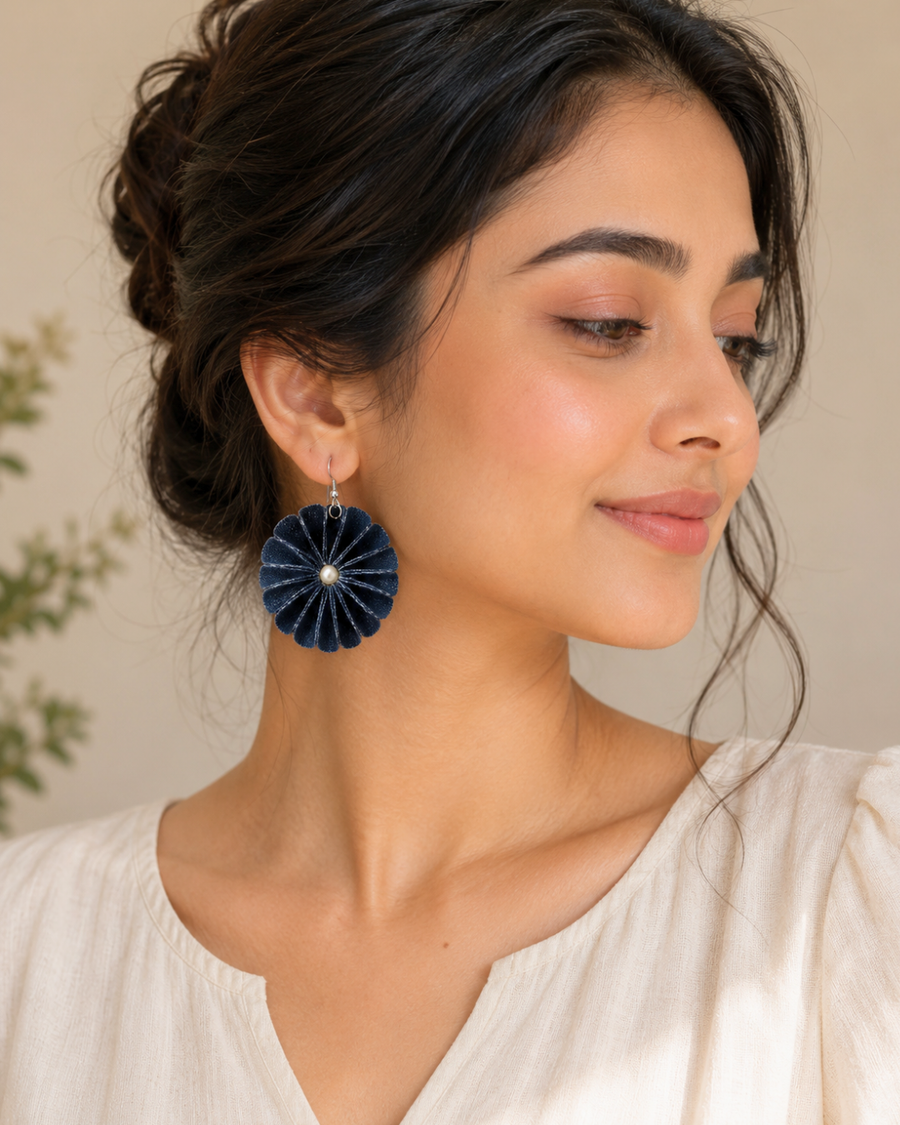 Midnight Bloom Denim Earring