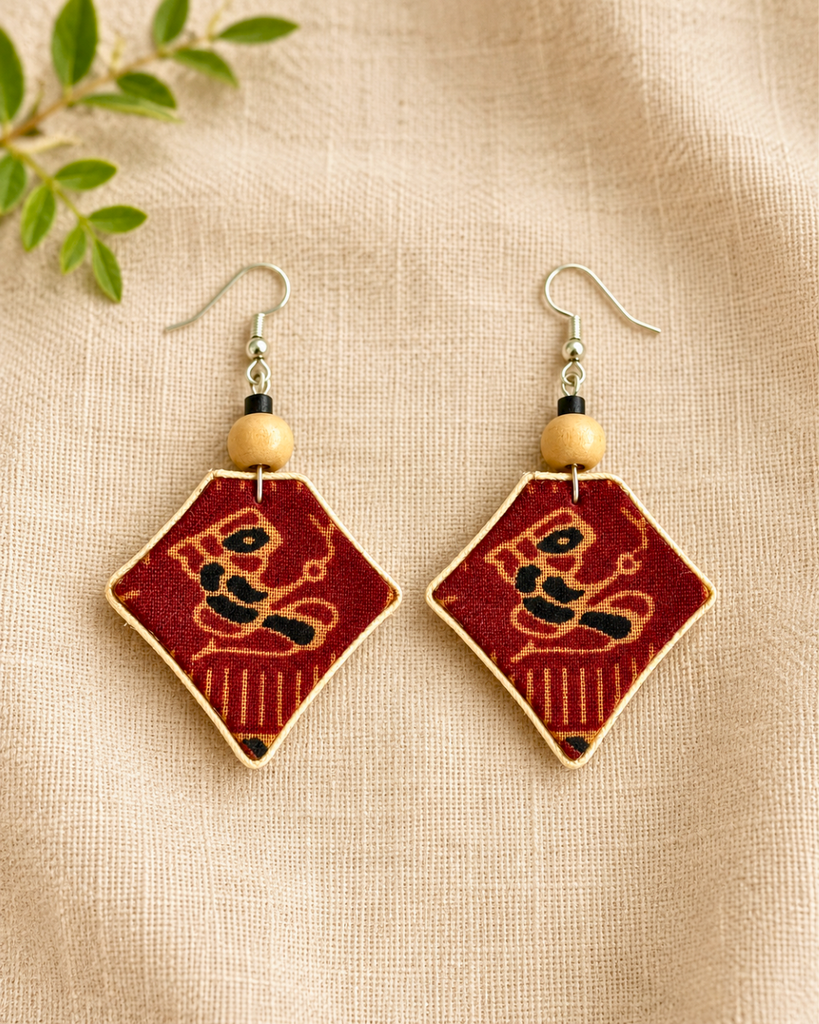 Kalamkari Charm Diamond Earrings