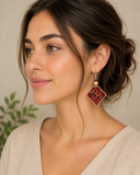Kalamkari Charm Diamond Earrings