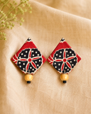Crimson Bloom Fabric Earrings