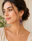 Amethst Beaded Fringe Earrings