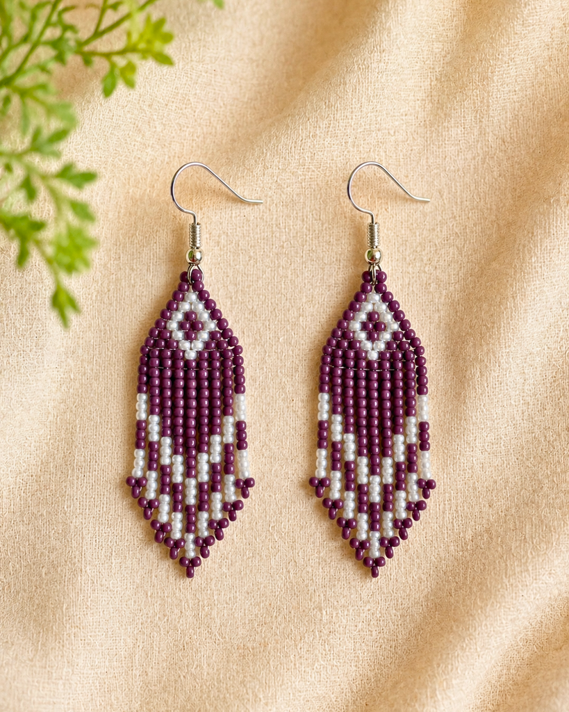 Amethst Beaded Fringe Earrings