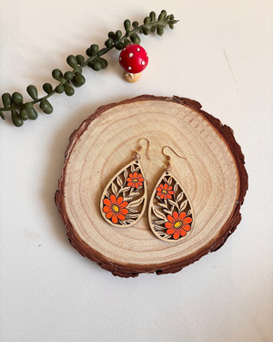 Orange Bloom Teardrop Earrings