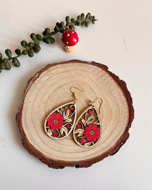Crimson Garden Teardrop Earrings