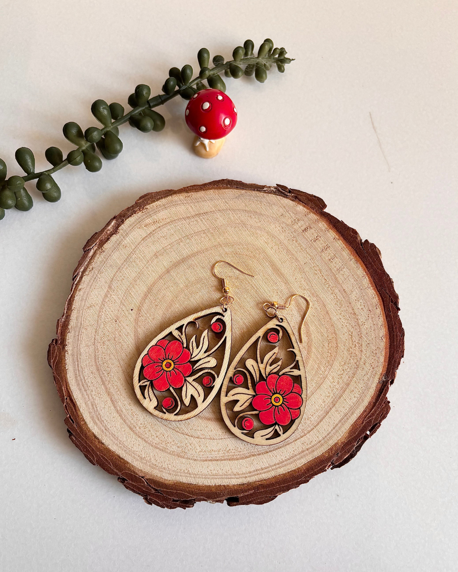 Crimson Garden Teardrop Earrings