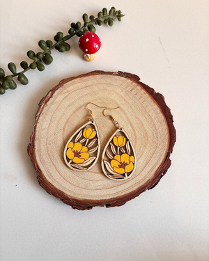 Golden Petal Teardrop Earrings