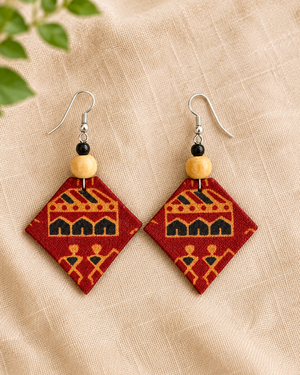 Warli Crimson Diamond Earrings