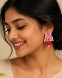 Crimson  Flower Earrings