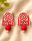 Crimson  Flower Earrings